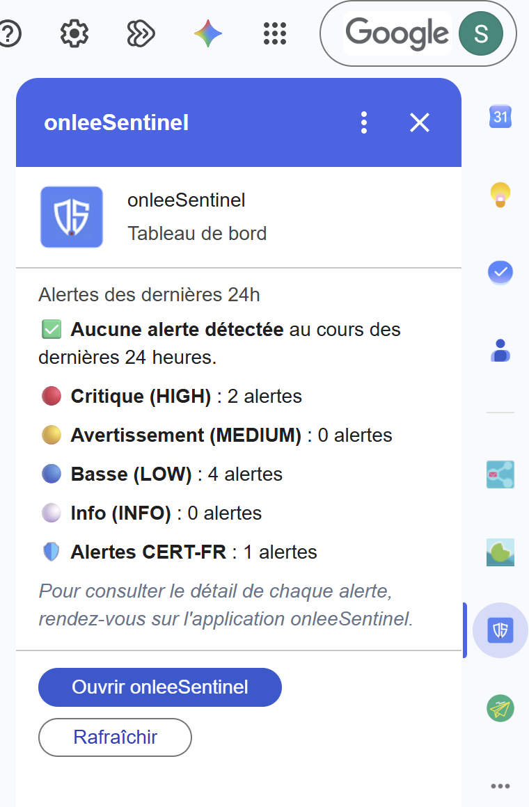 Add-on Gmail onleeSentinel